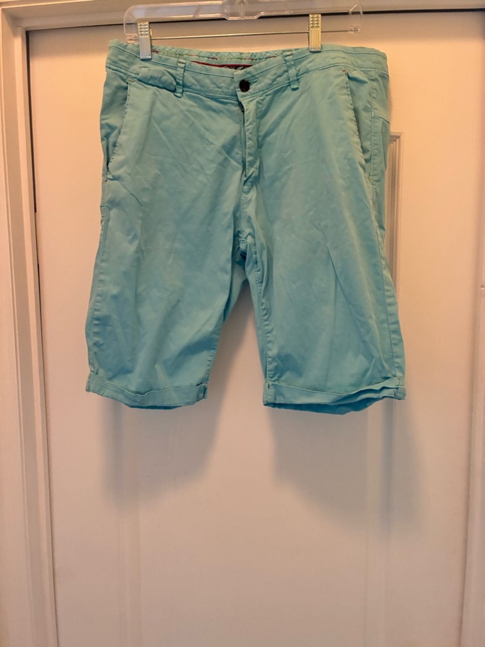 Men's Light Aqua Chino Shorts - Flat Front Casual Wear